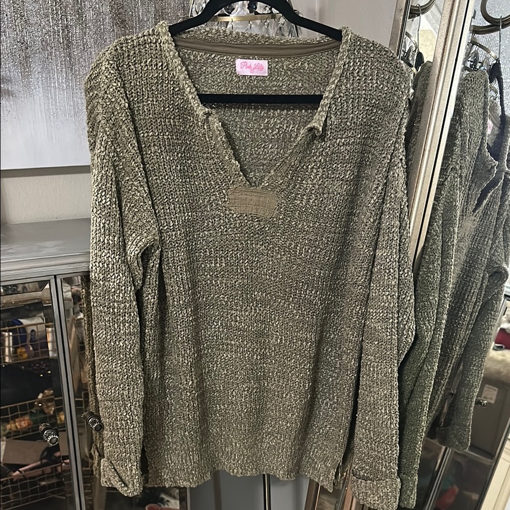 Cozy Olive Green Knit Sweater
